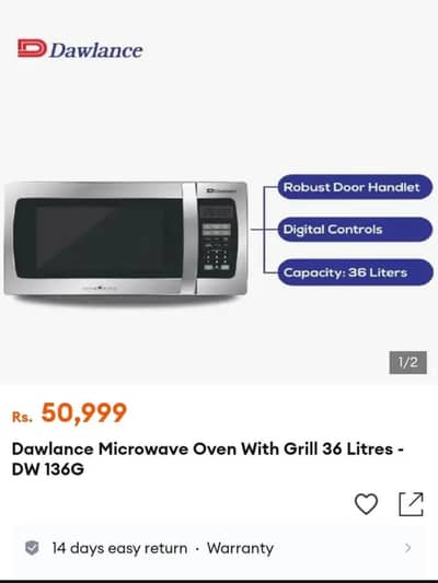 dawlance microwave oven with grill