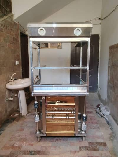 Stainless Steel Commercial Double Fryer Counter / Setup (Shelves)