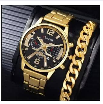 1Pcs Men's Casual Business Trend Roman Day Digital Steel Band Quartz Watch 1PC Luxury Alloy Bracelet Birthday Christmas Gift Set  R3822 A
