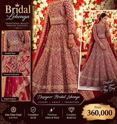 Luxury Designer Bridal Lehenga — One Time Used —  Like New | 10/10 |