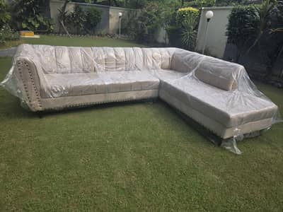 beige beautiful suede L shape