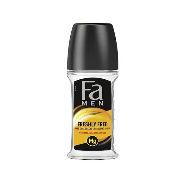 Fa Freshly Free Roll-On Deodorant for Men, Lime & Ginger Scent, 50ml