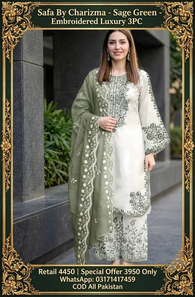 Safe by chrizma shiffon Embroidered  3 pice