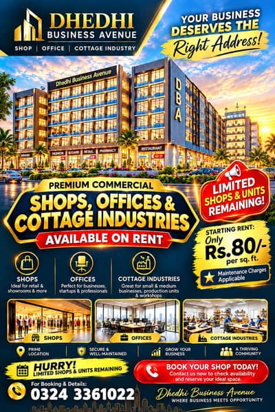 Premium Commercial Shops for Rent – Dhedhi Business Avenue