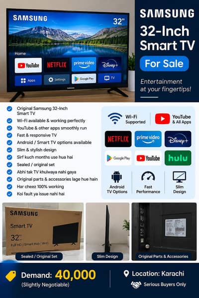Samsung 43-Inch Slim Smart TV For Sale