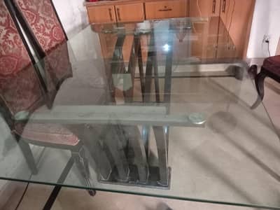 Modern 8 seater Glass-Top Dining(Strong wood base)