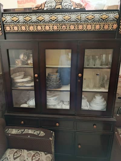 Beautiful Antique Wooden Crockery Cabinet / Dining Hutch –