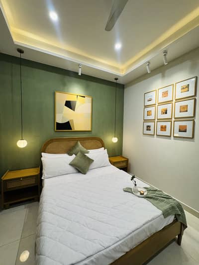 Modern King Size Bed Set with Dressing, Side Tables &Matching Curtains