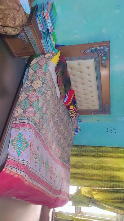Double king size bed with dressing with mirror for sale