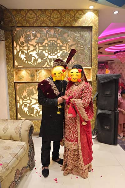 Bridal lehenga with black sherwani both complete pair