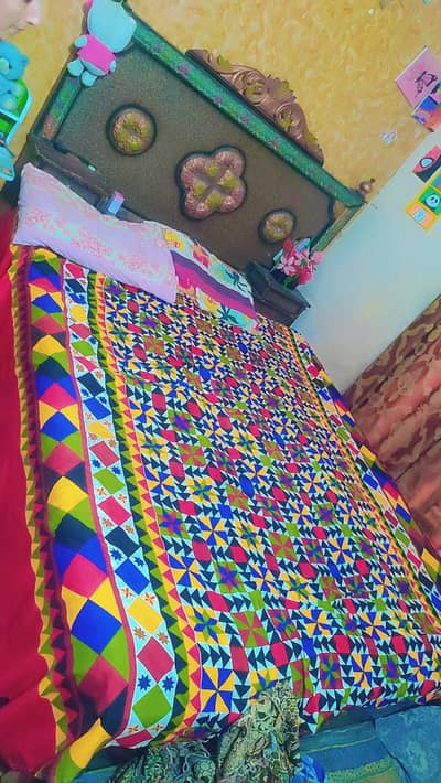 Double  bed with spring metres and dressing with mirror for sale