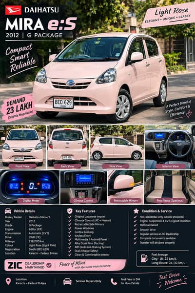 Daihatsu Mira G Package (Top of the line)  2012