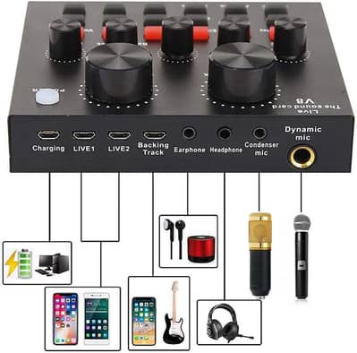BM800 V8 Sound card for Studio and Podcast Microphone recording