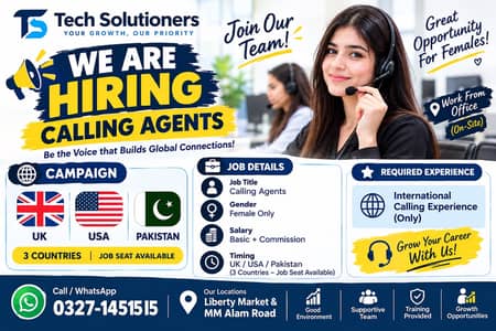 Call Agents -Call Center Job -Calling job ( Uk USA PK)