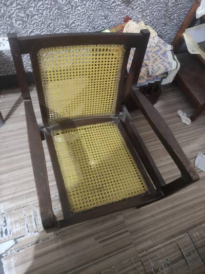set of 3 solid wood chairs