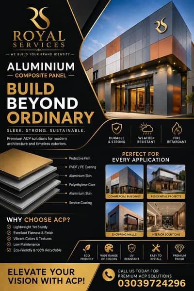 Acp wall cladding, Aluminium Composite Panel, Front Elevation