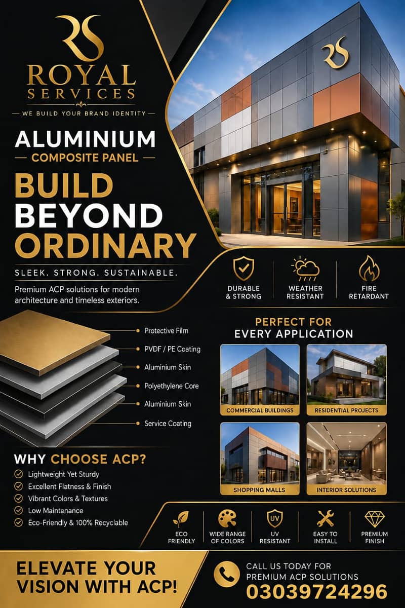 Acp wall cladding, Aluminium Composite Panel, Front Elevation 0