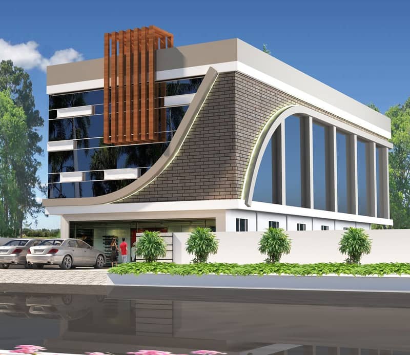 Acp wall cladding, Aluminium Composite Panel, Front Elevation 3