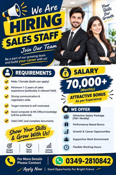 We Are Hiring Sales Executive Staff