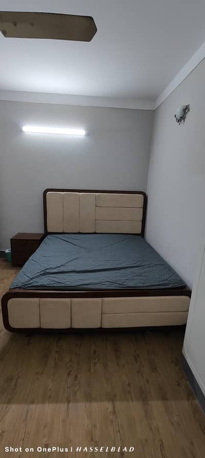 bed, side table, dressing
