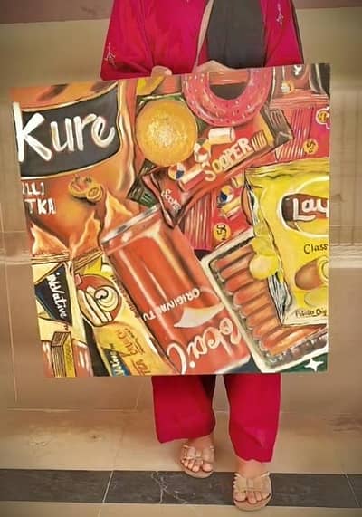 handmade oil painting. A composition of different rappers.