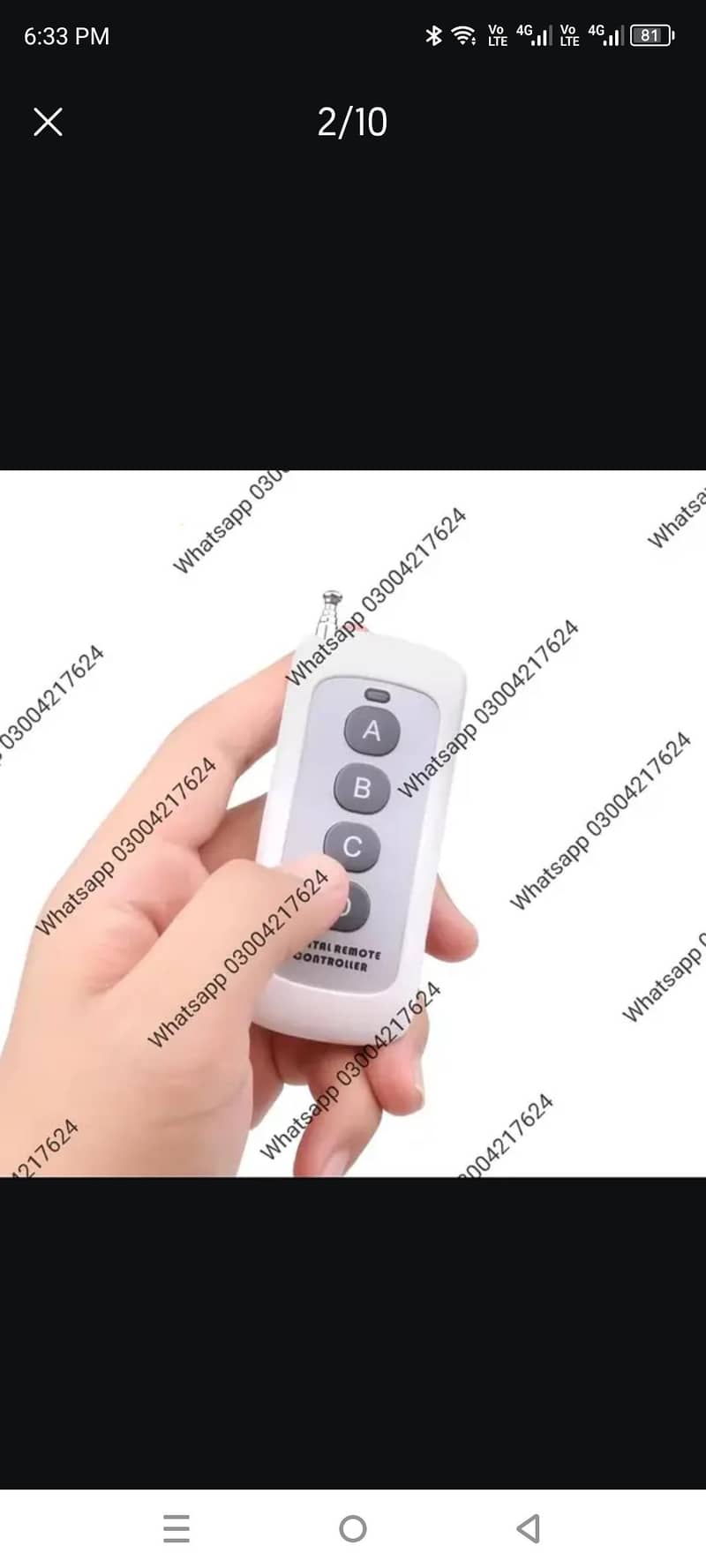 Universal 433MHZ Wireless switch Remote Controller 4 Channel 1