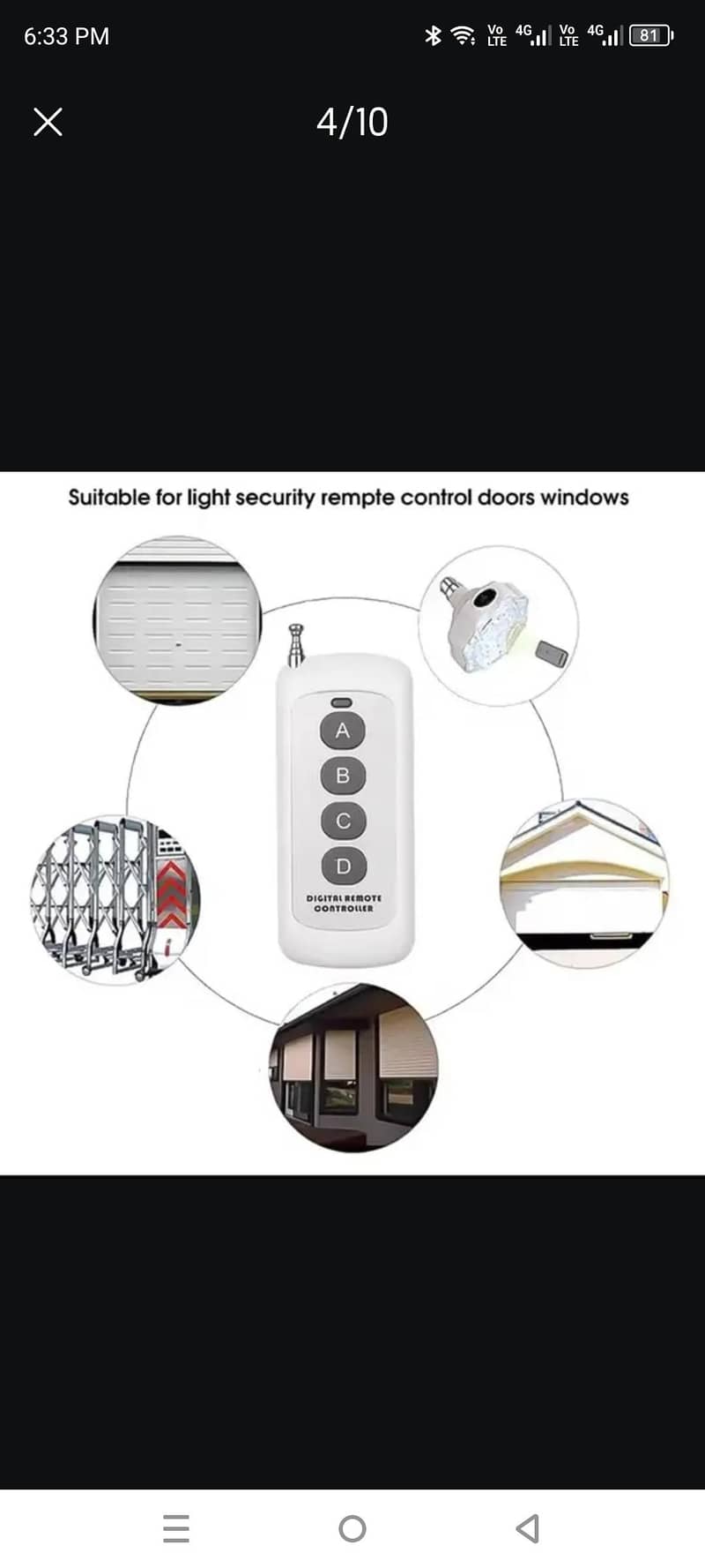 Universal 433MHZ Wireless switch Remote Controller 4 Channel 3