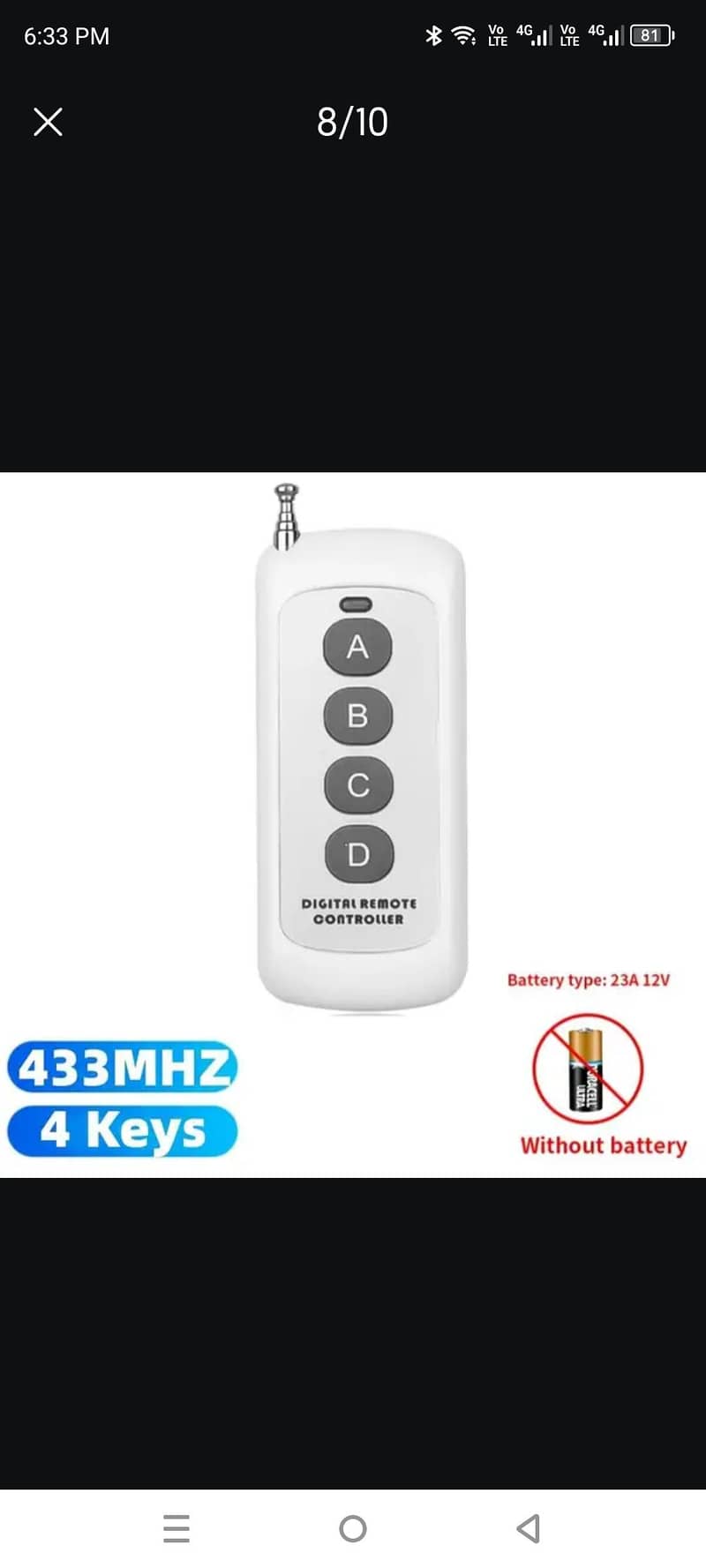 Universal 433MHZ Wireless switch Remote Controller 4 Channel 5