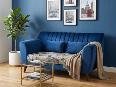 Royal blue elegant 2 seater sofa