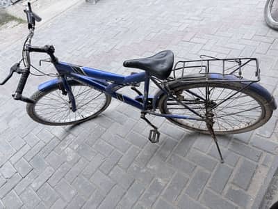 Blue Commuter Bicycle with Rear Carrier Rack