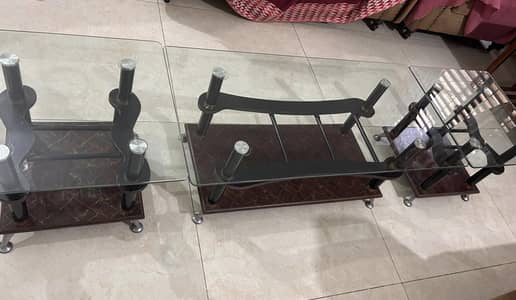 Glass Tables ( Sheeshy wali) - 3 sets Tables - Condition fine