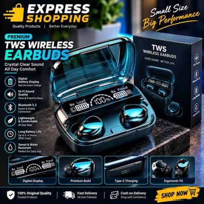 Premium TWS Wireless Earbuds With Digital Battery Display