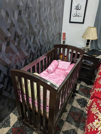 Baby cot with double mattress