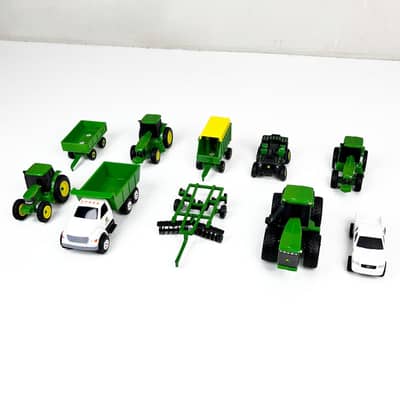 John Deere 11-Piece Die-Cast & Plastic Farm Toy Set with Tractors