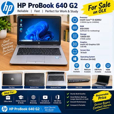 HP ProBook 640 G2 | Core i5 6th Gen | 8GB RAM | 128GB SSD