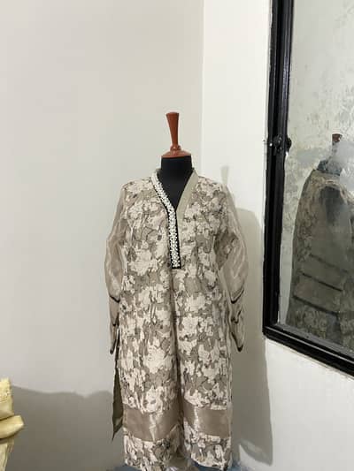 Beautiful Collection of 2 Floral Printed Shirts with Organza Sleeves