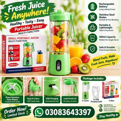 6 Blade USB Electric Portable Juicer Blender - Sealed Pack