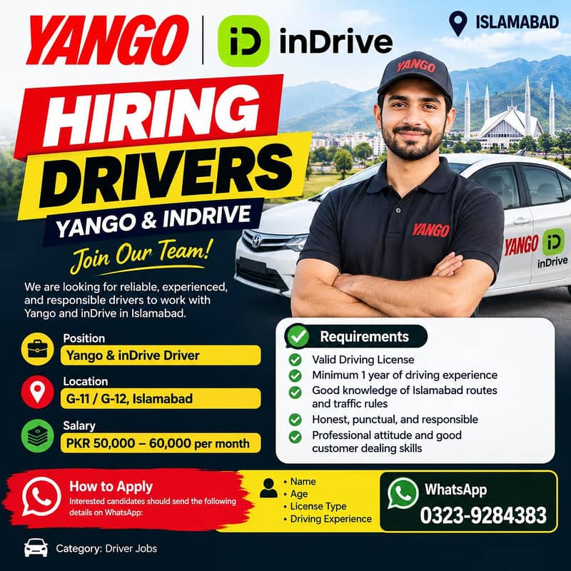 yango indrive drivers required 0
