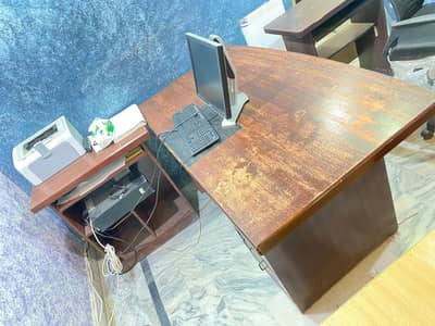 office table with side table.