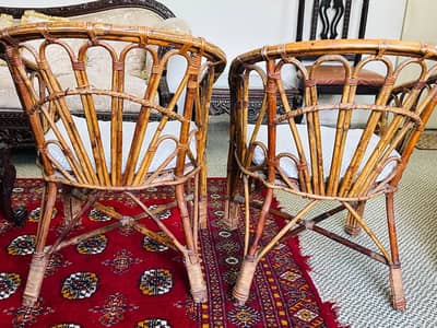 Wooden cane chairs