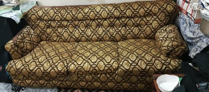 5 Seater (3+1+1) Golden  Brown Sofa Set