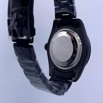 Men’s Matte Black Automatic Skeleton Watch with White Dial