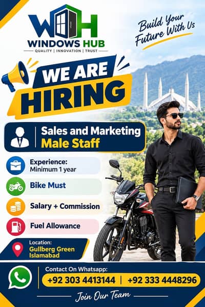 Sales & Marketing Male Staff Required – Gulberg Green Islamabad