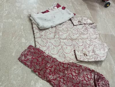 embroidered 3 pc stitched suit