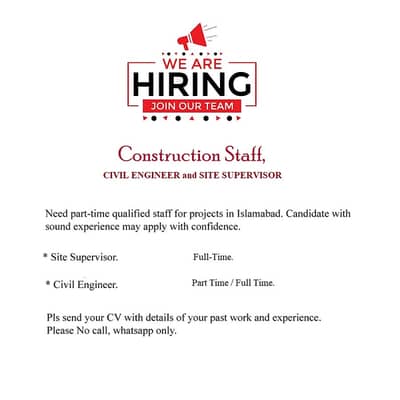Civil Engineer and Site Supervisor Wanted.