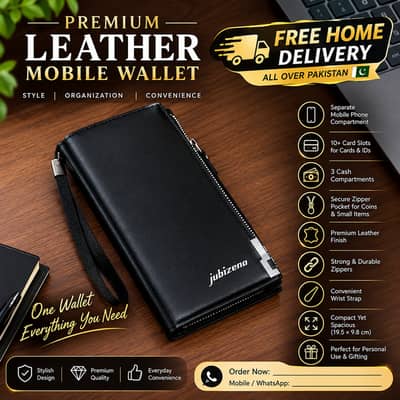 PREMIUM LEATHER MOBILE WALLET  Elegant • Spacious • Multi-Funct