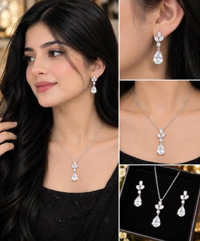 Elegant Crystal Jewelry Set for Women – Necklace & Earrings Set