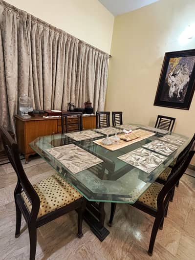 Premium 8 Seater Dining Table | Double Glass Top | 4×8 Ft
