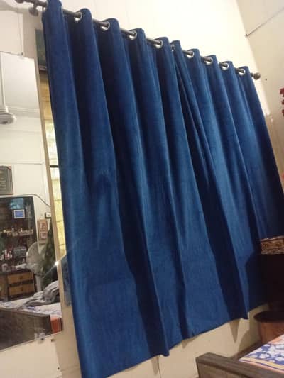 Blue velvet curtains for sale new condition price RS 500 per curtain