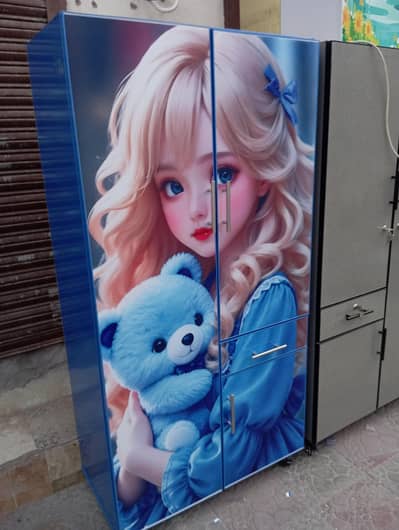Stylish Kids Wardrobe | Cartoon Design | Spacious Cupboard
